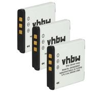 vhbw 3x batteria sostituisce Pentax D-Li68, D-Li122 per fotocamera (650mAh, 3,6V, Li-Ion)