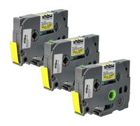 vhbw 3x Cassetta nastro compatibile con Brother PT P300BT, P700, ST-5 | per RL-700S etichettatrice 4m x 12 mm nero su giallo, laminato
