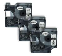 vhbw 3x Cassetta nastro compatibile con Dymo 5000, 2000, 5500, 1000+, 1000, 4500, 3500 etichettatrice 7m x 9 mm nero su bianco