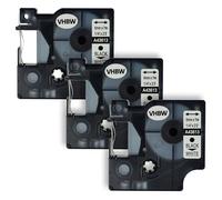 vhbw 3x Cassetta nastro compatibile con Dymo LabelManager 210D, 200, 220P, 260P, 150, 100 Plus, 160 etichettatrice 7m x 6 mm nero su bianco