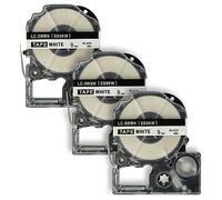 vhbw 3x Cassetta nastro compatibile con KingJim SR530, SR550, SR3900C, SR530C, SR3900P, SR6700D, SR40 etichettatrice 8m x 9 mm nero su bianco
