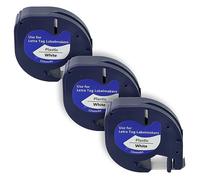 vhbw 3x Cassetta nastro in plastica compatibile con Dymo LetraTag LT-100H, LT-100T, QX50, XR etichettatrice 4m x 12 mm nero su bianco
