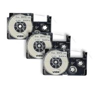 vhbw 3x Cassetta nastro sostituisce Casio XR-6WE, XR-6WE1 per etichettatrice 8m x 6 mm nero su bianco