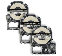 vhbw 3x Cassetta nastro sostituisce Epson SS18KW, LC-5WBN per etichettatrice 8m x 18 mm nero su bianco