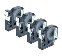 vhbw 4x Cassetta nastro compatibile con Dymo RhinoPro 6000, 5000, 3000 | per ILP 219 etichettatrice 5,5m x 12 mm nero su bianco, poliestere