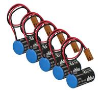 vhbw 5x batteria compatibile con Panasonic FP10SH Programmable Controller, FP10SH CPU Units, AFP8801 robot industriale (1200mAh, 3V, Li-MnO2)