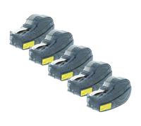 vhbw 5x Cassetta nastro compatibile con Brady M211 etichettatrice 6,4m x 9,53 mm nero su giallo, plastica, vinile