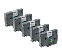 vhbw 5x Cassetta nastro compatibile con Brother GL H105, 100, 200, H100 etichettatrice 8m x 12 mm nero su bianco, flessibile