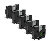 vhbw 5x Cassetta nastro compatibile con Brother P-Touch PT-9800PCN etichettatrice 1,5m x 11,7 mm nero su bianco, cassetta di tubi termoretrattili