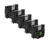 vhbw 5x Cassetta nastro compatibile con Brother P-Touch PT-9800PCN etichettatrice nero su bianco, cassetta di tubi termoretrattili, 8,8 mm