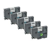 vhbw 5x Cassetta nastro compatibile con Brother PT 9600, 9700PC, 9800PCN, D200BT, D200 etichettatrice 8m x 12 mm nero su trasparente