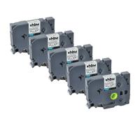 vhbw 5x Cassetta nastro compatibile con Brother PT D200DA, D200DR, D200G, D200KT etichettatrice 8m x 12 mm nero su bianco nastro di sicurezza