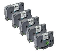 vhbw 5x Cassetta nastro compatibile con Brother PT H500, H300, H300LI, E800W etichettatrice 8m x 18 mm nero su bianco, extra forte, laminato