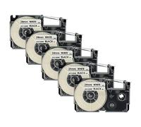 vhbw 5x Cassetta nastro compatibile con Casio KL-8200, KL-8100, KL-200E, KL-7400, KL-820, CW-L300 etichettatrice 8m x 24 mm nero su bianco