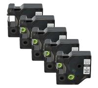 vhbw 5x Cassetta nastro compatibile con Dymo LabelWriter Duo 400, Duo, Duo 450 etichettatrice 7m x 19 mm nero su bianco, plastica