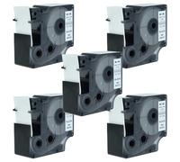 vhbw 5x Cassetta nastro compatibile con Dymo Rhino 6000, 5000, 5200, 4200, 3000, 1000 etichettatrice 5,5m x 24 mm nero su bianco, vinile
