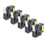 vhbw 5x Cassetta nastro compatibile con Dymo Rhino 6000, 5000, 5200, 4200 | per 3000, 1000 etichettatrice 5,5m x 19 mm nero su giallo, vinile