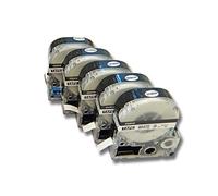 vhbw 5x Cassetta nastro compatibile con Epson LabelWorks LW-1000P, LW-600P, LW-500, LW-400, LW-300 etichettatrice 8m x 9 mm nero su bianco