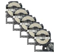 vhbw 5x Cassetta nastro compatibile con KingJim SR530, SR550, SR3900C, SR530C, SR3900P, SR6700D, SR40 etichettatrice 8m x 6 mm nero su bianco