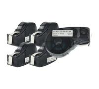 vhbw 5x Cassetta nastro sostituisce Brady M21-375-499 per etichettatrice 9,53 mm nero su bianco, Nylon Cloth Polyamid