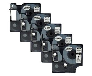 vhbw 5x Cassetta nastro sostituisce Dymo D1, 53713 per etichettatrice 7m x 24 mm nero su bianco