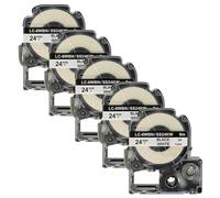 vhbw 5x Cassetta nastro sostituisce Epson LC-6WBN per etichettatrice 8m x 24 mm nero su bianco