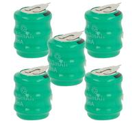 vhbw 5x NiMH Batteria a bottone di ricambio 2 pin tipo 3/V80H 80mAh 3,6V compatibile con batterie compatibile con modellismo, luci solari ecc.