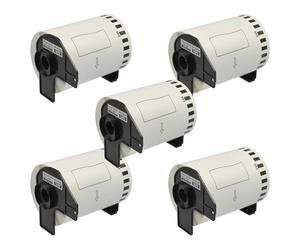 vhbw 5x rotolo etichette con supporto 103mm x 30,48m compatibile con Brother P-Touch QL 1110 NWB, QL 1110 NWBc etichettatrice - autoadesivo