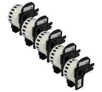 vhbw 5x rotolo etichette con supporto 29mm x 15,24m (1 etichetta) compatibile con Brother PT QL-700 etichettatrice bianco