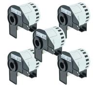 vhbw 5x rotolo etichette con supporto 62mm x 15,24m (1 etichetta) compatibile con Brother PT QL-710W, QL-720, QL-700, QL-710 etichettatrice bianco