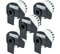 vhbw 5x rotolo etichette con supporto 62mm x 15,24m (1 etichetta) compatibile con Brother PT QL560VP etichettatrice - premium giallo