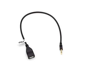 vhbw Adattatore OTG Compatibile con Honda dispositivi portatil - Cavo da Porta USB a connettore AUX Nero