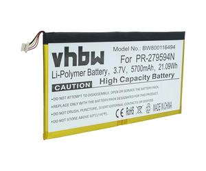 vhbw batteria compatibile con Acer Iconia TAB 10 A3-A50, TAB 10 A3-A40-N68R tablet (5700mAh, 3,7V, Li-Poly) con connettore a 5 pin