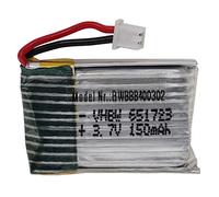 vhbw batteria con PH 1.25 2P per modellismo per es. macchine da corsa, elicotteri, aerei (150mAh, 3,7V, Li-Poly, 25 x 16 x 8 mm)