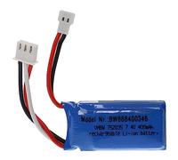 vhbw batteria con XH 2.54 2P per modellismo per es. macchine da corsa, elicotteri, aerei (400mAh, 7,4V, Li-Poly, 41 x 20 x 17 mm)