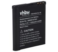 vhbw batteria sostituisce Nokia BL-5K per smartphone cellulare (1200mAh, 3,7V, Li-Ion)