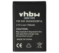 vhbw batteria sostituisce Nokia BP-4L per smartphone cellulare (1700mAh, 3,7V, Li-Ion)