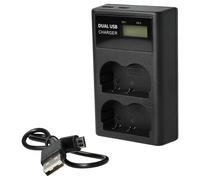vhbw caricabatterie USB/micro-USB duale compatibile con Canon DM-MV400, DM-MV430 videocamera, reflex - Stazione di ricarica + cavo micro-USB