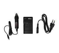 vhbw caricatore compatibile con Casio Exilim EX-Z200SR, EX-Z200RD, EX-Z200BK camera - Stazione di carica + cavo auto, spia di carica, 4,2 V