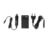 vhbw caricatore compatibile con Casio Exilim EX-ZR100, EX-H35, EX-TR100 camera camcorder - Stazione di carica + cavo auto, spia di carica