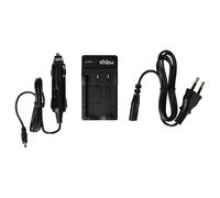 vhbw caricatore compatibile con Praktica Luxmedia 8303, 8503, 7403, DCZ 10.3 camera - Stazione di carica + cavo auto, spia di carica, 4,2 V