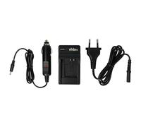 vhbw caricatore compatibile con Olympus SP-720UZ, SH-21, SH-25MR, DZ-105, LS-100 camera - Stazione di carica + cavo auto, spia di carica, 4,2 V