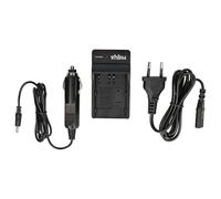 vhbw caricatore compatibile con Pentax K10D, K20D camera + cavo auto + LED
