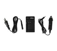 vhbw caricatore compatibile con Sony Cybershot DSC-H50, DSC-H55, DSC-H3, DSC-H20 camera - Stazione di carica + cavo auto, spia di carica, 4,2 V