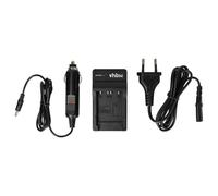 vhbw caricatore compatibile con Sony NP-BD1, NP-FD1 camera camcorder - Stazione di carica + cavo auto, spia di carica