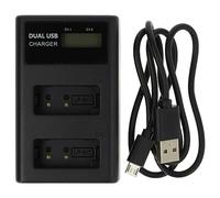 vhbw caricatore duale sostituisce Canon LC-E17C, LC-E17E, LC-E17 per camera - Stazione di carica, cavo micro-USB con display, 8,4 V