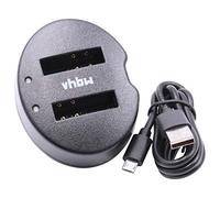 vhbw caricatore Micro-USB duale compatibile con Nikon Coolpix S9500, W300, S9700, S9900, S9600 camera + cavo Micro-USB + LED