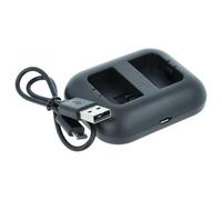 vhbw caricatore Micro-USB duale compatibile con Sony Cybershot DSC-RX10 Mark 4 camera + cavo Micro-USB + LED