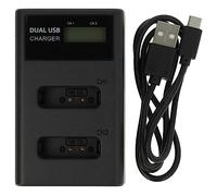 vhbw caricatore Micro-USB + USB-C duale compatibile con Canon PowerShot G9X M2, G7X MARK 2, G9X camera + cavo Micro-USB + LED