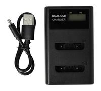 vhbw caricatore Micro-USB + USB-C duale compatibile con Casio Exilim EX-Z330, EX-Z335 camera + cavo Micro-USB + LED